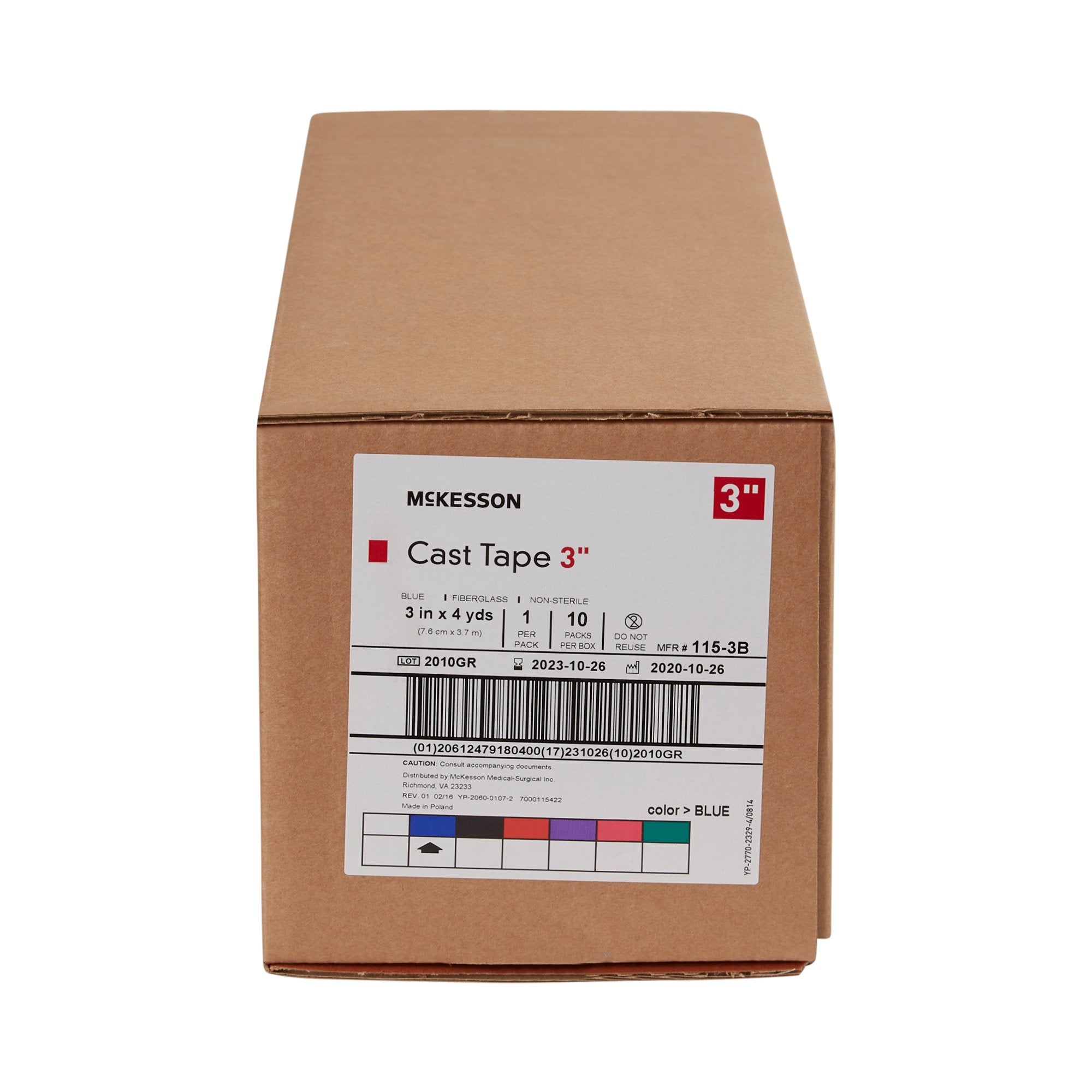 McKesson Blue Cast Tape, 3 Inch x 4 Yard-Cast Tape McKesson 3 Inch X 12 Foot Fiberglass Blue