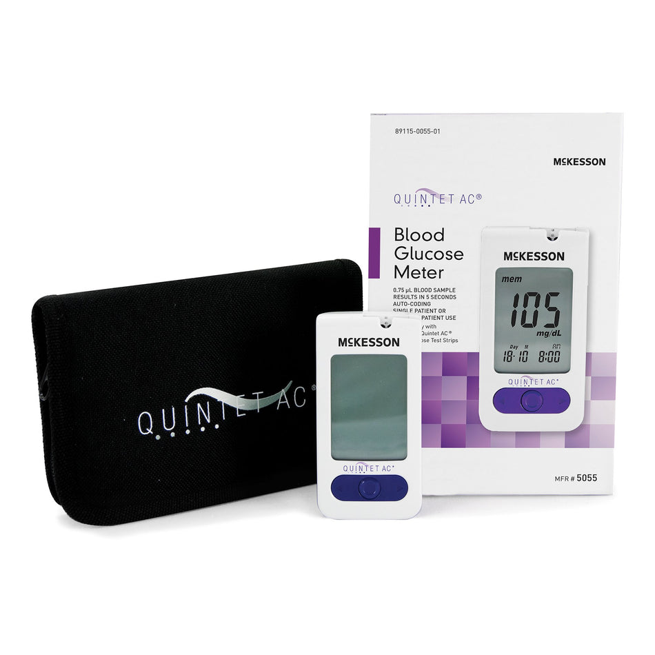 McKesson Quintet AC Blood Glucose Monitoring System-Blood Glucose Meter QUINTET AC 5 Second Results Stores up to 500 Results No Coding Required