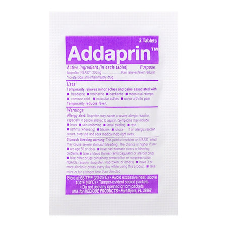Addaprin Ibuprofen Pain Relief-Pain Relief Addaprin 200 mg Strength Ibuprofen Tablet 250 per Box