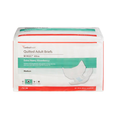 Wings Ultra Quilted Extra Heavy Absorbency Incontinence Brief, Medium-Unisex Adult Incontinence Brief Wings Ultra Medium Disposable Heavy Absorbency