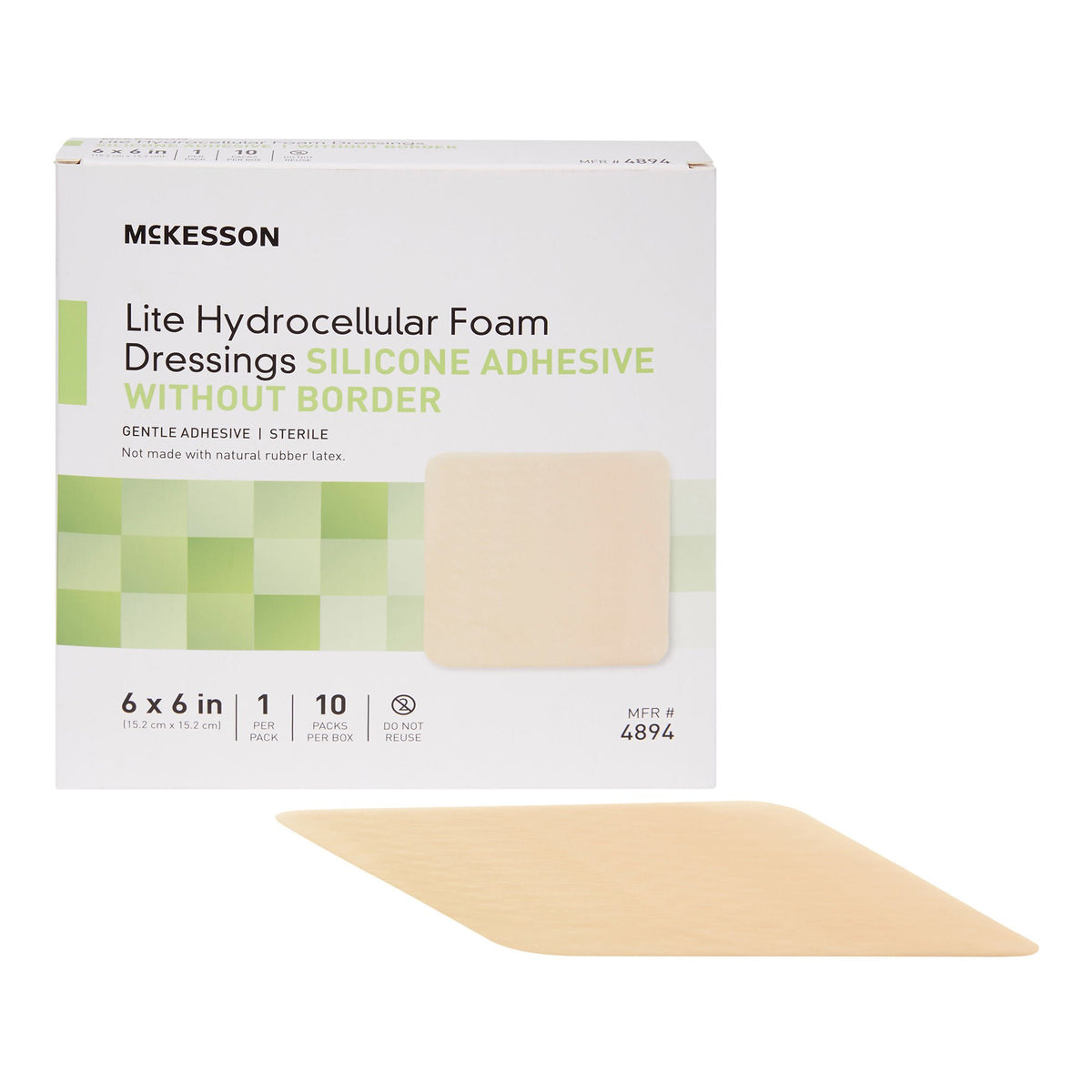 McKesson Lite Hydrocellular Foam Dressing w/ Silicone Adhesive w/o Border, 6 x 6 - Wound Care>Advanced Wound Care>Foam Dre...