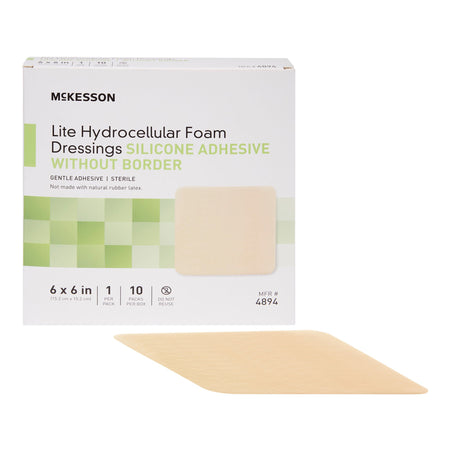 McKesson Lite Hydrocellular Foam Dressing w/ Silicone Adhesive w/o Border, 6 x 6 - Wound Care>Advanced Wound Care>Foam Dre...
