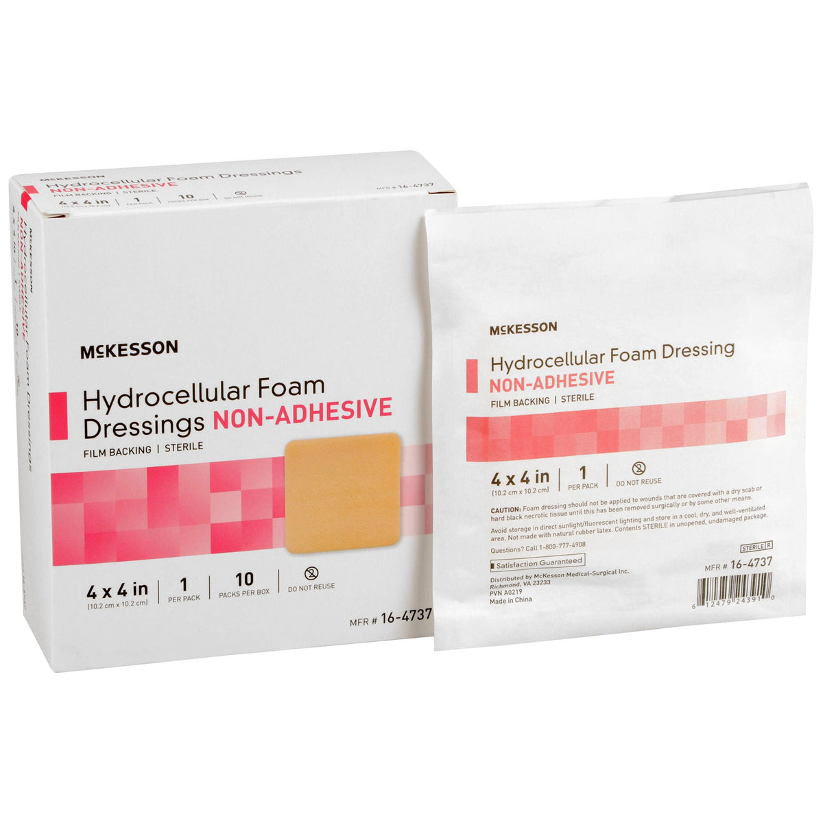 McKesson Nonadhesive without Border Foam Dressing, 4 x 4 Inch - Wound Care>Advanced Wound Care>Foam Dressings - McKesson B...