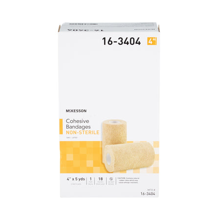 McKesson Self-adherent Closure Cohesive Bandage, 4 Inch x 5 Yard-Cohesive Bandage McKesson 4 Inch X 5 Yard Self-adherent Closure Tan NonSterile Standard Compression