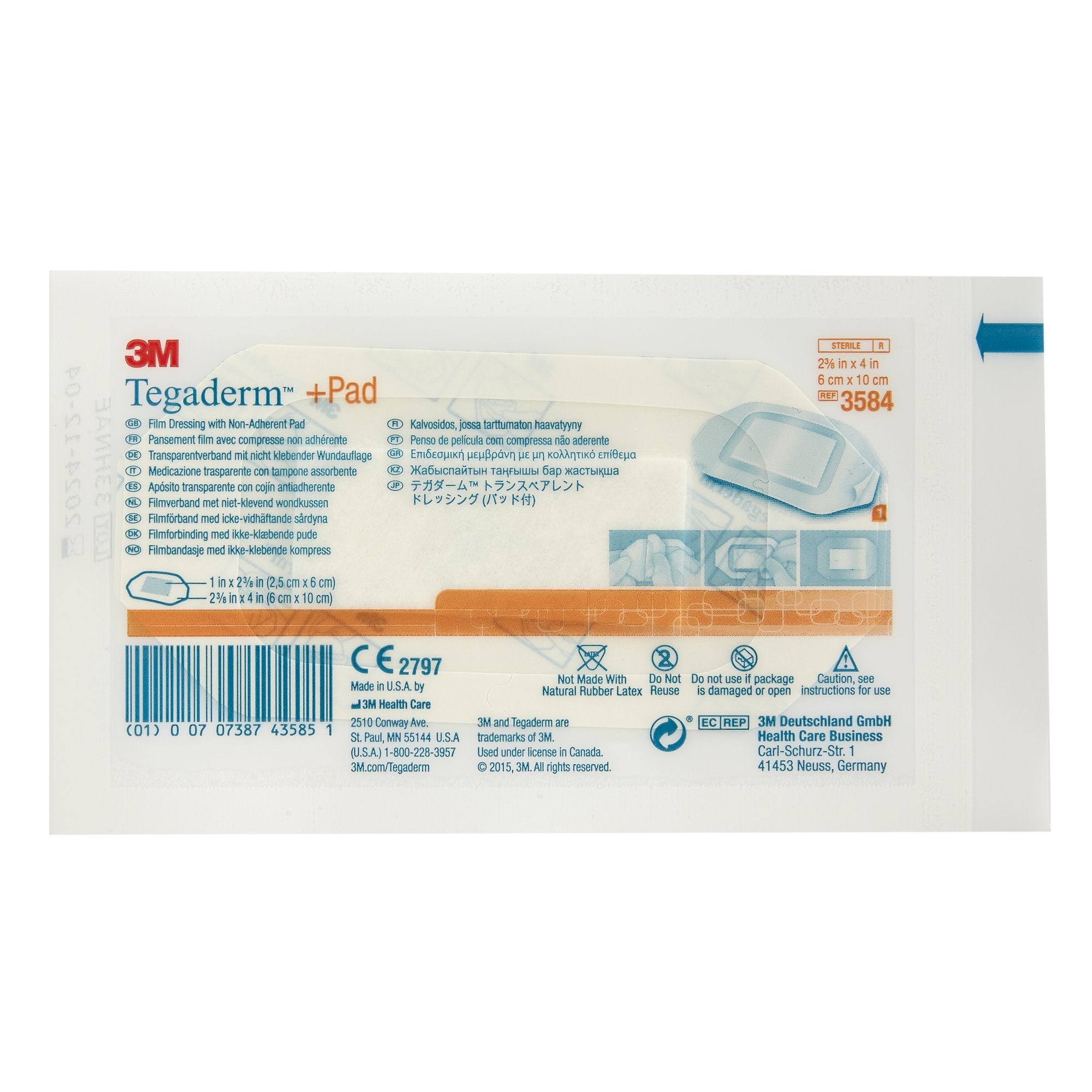 3M Tegaderm Transparent Film Dressing with Pad, 2-3/8 x 4 Inch-Transparent Film Dressing with Pad 3M Tegaderm 2-3/8 X 4 Inch Frame Style Delivery Rectangle Sterile