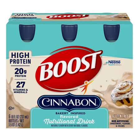Boost High Protein Cinnabon Complete Nutritional Drink, 8-ounce Bottle-Oral Supplement Boost High Protein Cinnabon Flavor Liquid 8 oz. Bottle