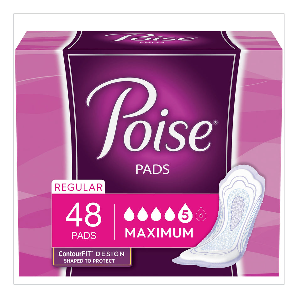 Poise Maximum Absorbency Bladder Control Pad, Regular Length-Bladder Control Pad Poise Fresh Protection 12.2 Inch Length Heavy Absorbency Sodium Polyacrylate Core One Size Fits Most