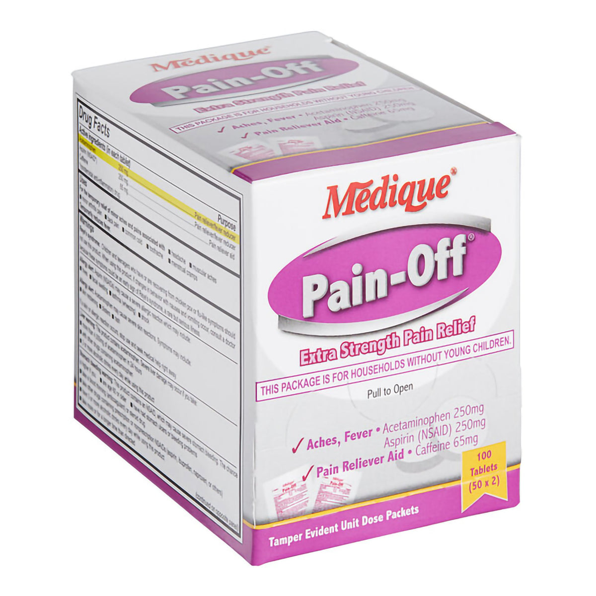 Pain-Off Acetaminophen / Aspirin / Caffeine Pain Relief-Pain Relief Pain-Off 250 mg - 250 mg - 65 mg Strength Acetaminophen / Aspirin / Caffeine Tablet 100 per Box