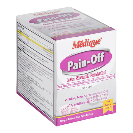 Pain-Off Acetaminophen / Aspirin / Caffeine Pain Relief-Pain Relief Pain-Off 250 mg - 250 mg - 65 mg Strength Acetaminophen / Aspirin / Caffeine Tablet 100 per Box