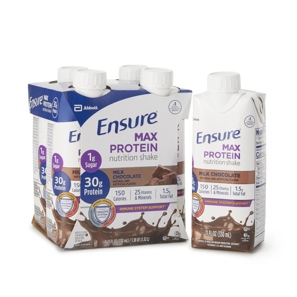 Ensure Max Protein Nutrition Shake, Chocolate, 11-ounce carton-Oral Supplement Ensure Max Protein Nutrition Shake Milk Chocolate Flavor Liquid 11 oz. Reclosable Carton