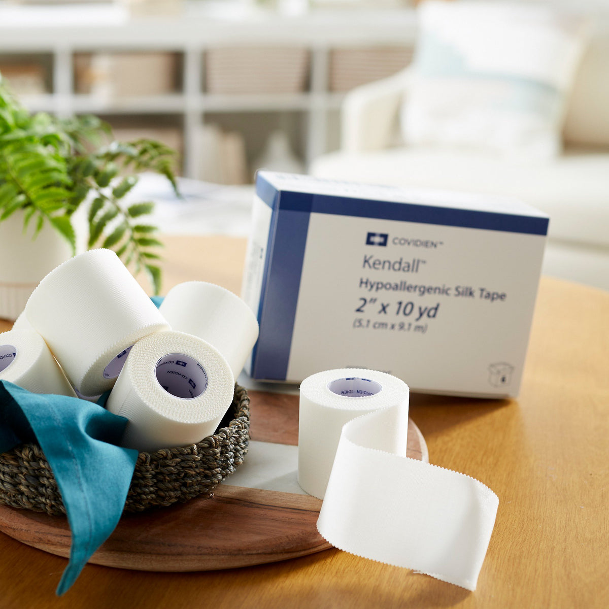 Kendall Hypoallergenic Silk-Like Cloth Medical Tape, 2 Inch x 10 Yard, White-Hypoallergenic Medical Tape Kendall Hypoallergenic Silk White 2 Inch X 10 Yard Silk-Like Cloth NonSterile