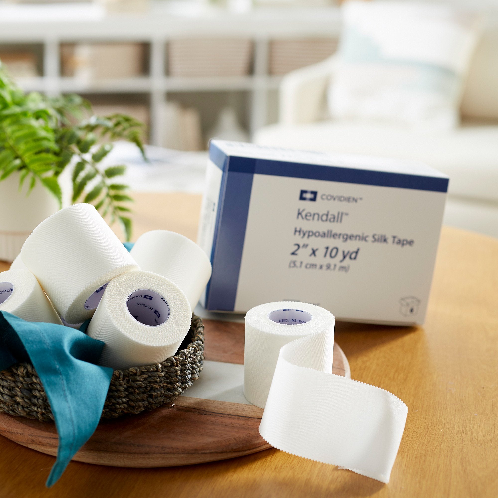 Kendall Hypoallergenic Silk-Like Cloth Medical Tape, 2 Inch x 10 Yard, White-Hypoallergenic Medical Tape Kendall Hypoallergenic Silk White 2 Inch X 10 Yard Silk-Like Cloth NonSterile