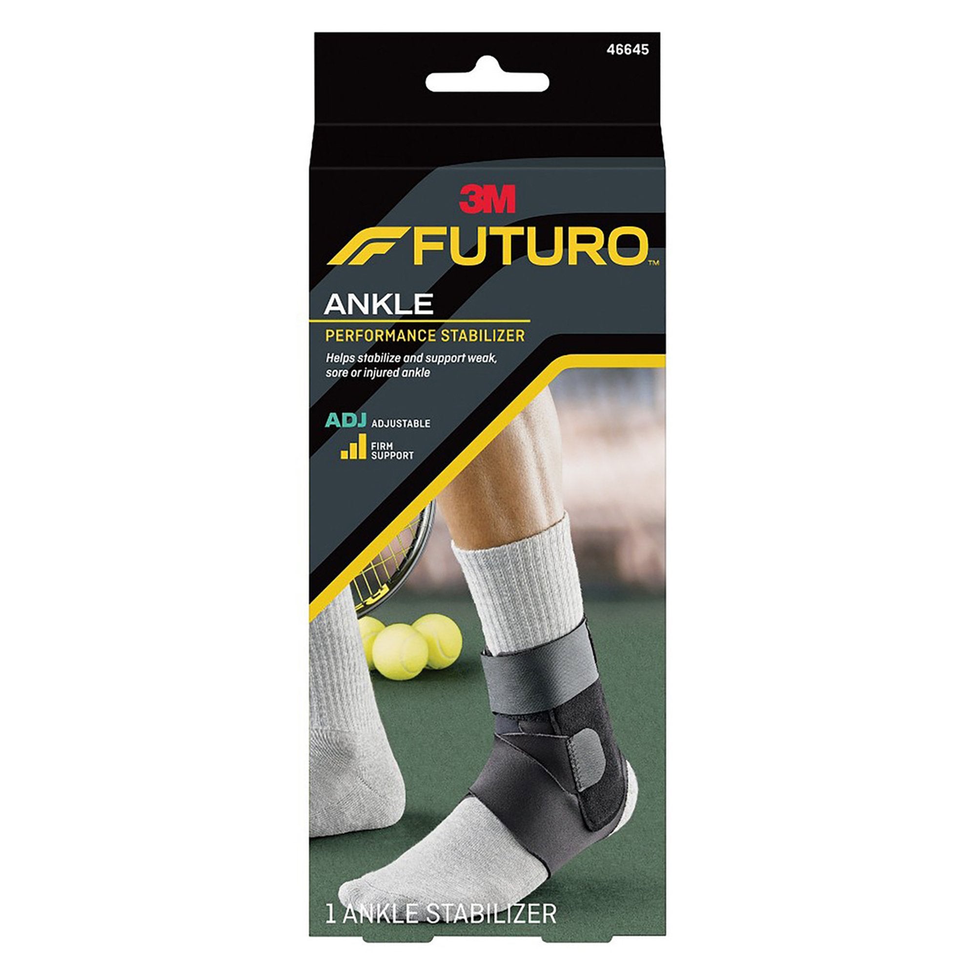 3M Futuro Ankle Performance Stabilizer, Adjustable, Adult, Black-Ankle Stabilizer 3M Futuro Sport Deluxe One Size Fits Most D-Ring / Hook and Loop Strap Closure Foot