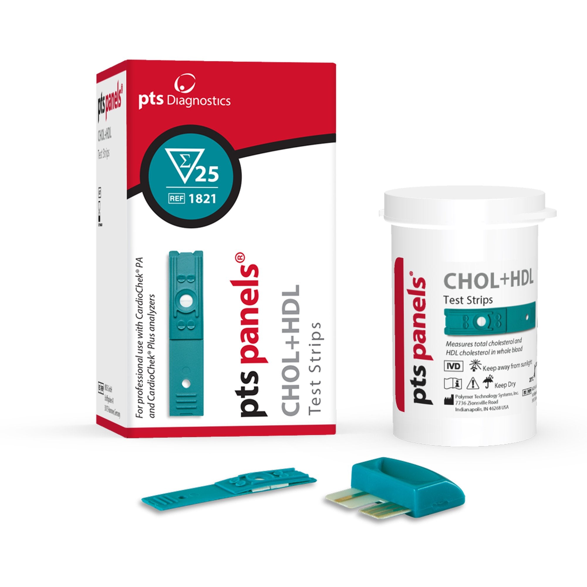 PTS Panels General Chemistry Reagent for use with CardioChek PA Analyzer, HDL test-General Chemistry Reagent PTS Panels High-Density Lipoprotein (HDL) Cholesterol CLIA Waived For Cardiochek PA Analyzer 25 Tests