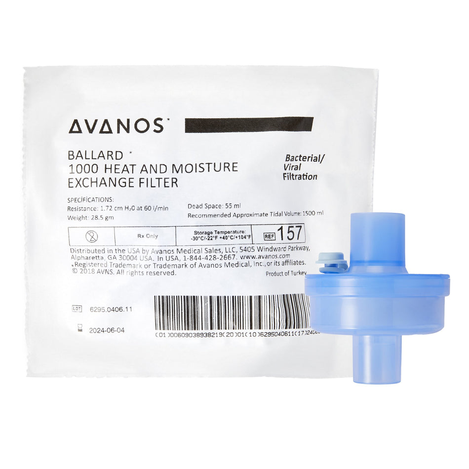 Trach Care HME with Gas Sampling Port-Heat and Moisture Exchanger with Filter BALLARD* 30 mgH at 1000 mL 1.0 @ 30 LPM