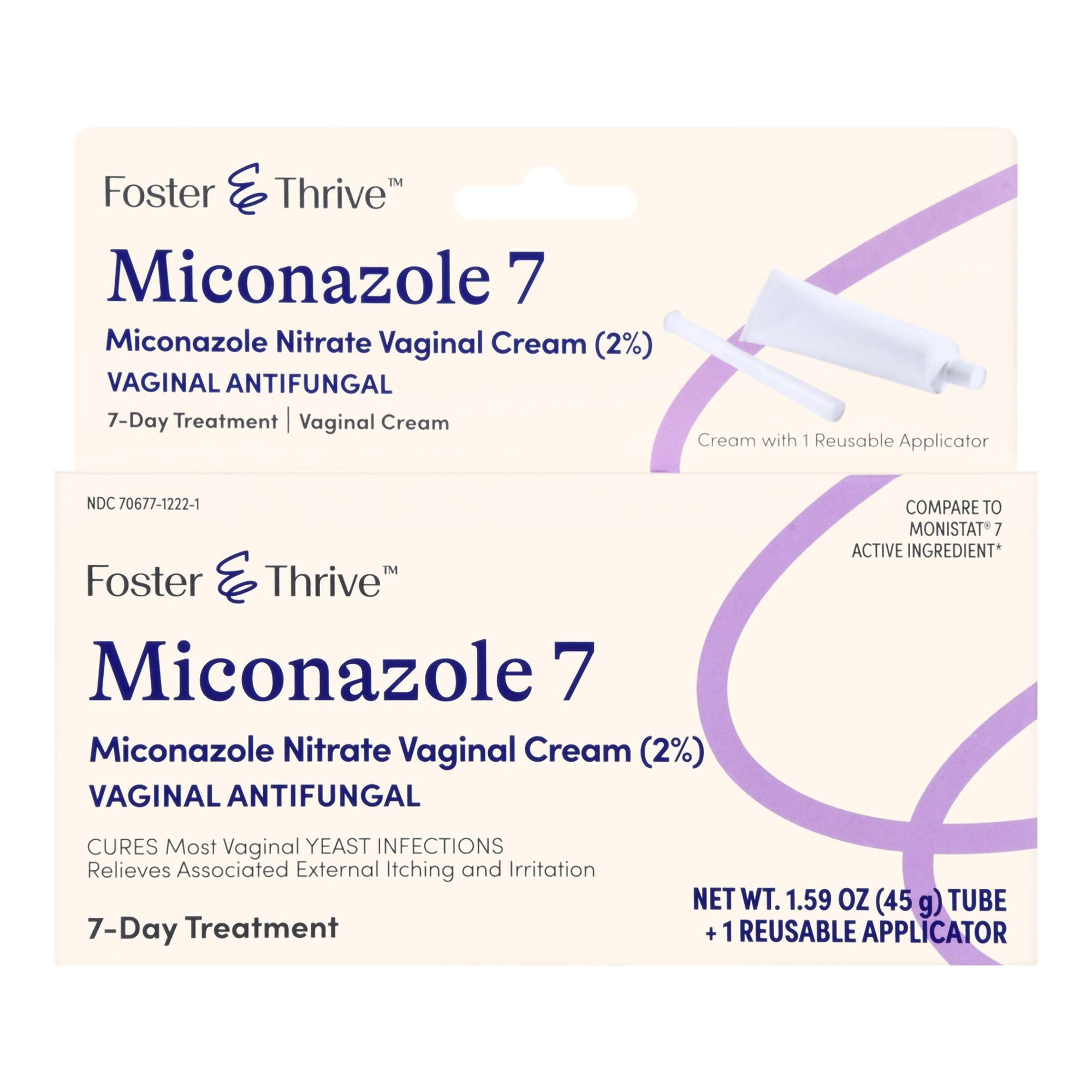 Foster & Thrive Miconazole 7 Miconazole Nitrate Vaginal Cream (2%) with Reusable Applicator-Vaginal Antifungal Foster & Thrive 2% Strength / 100 mg Cream 1.59 oz. Tube