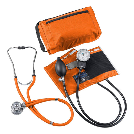 Mabis Match Mates Manual Aneroid / Stethoscope Set, Orange-Reusable Aneroid / Stethoscope Set MatchMates Dual Head Sprague Stethoscope Palm Aneroid