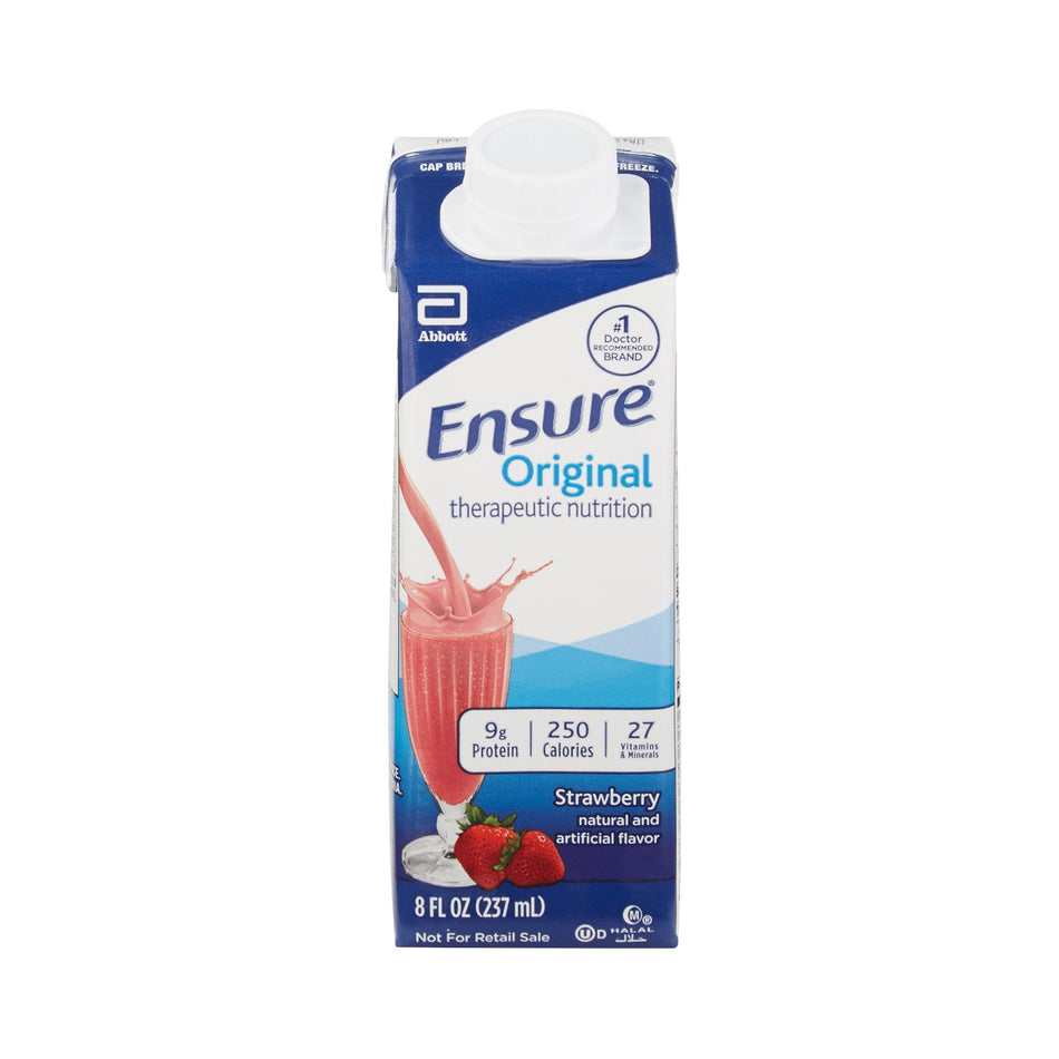Ensure Original Therapeutic Nutrition Shake, Strawberry, 8-ounce carton-Oral Supplement Ensure Original Therapeutic Nutrition Shake Strawberry Flavor Liquid 8 oz. Reclosable Carton
