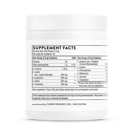 Thorne Amino Complex Berry Flavor Amino Acids Dietary Supplement-Oral Supplement THORNE Amino Complex Berry Flavor Powder 8 oz. Canister