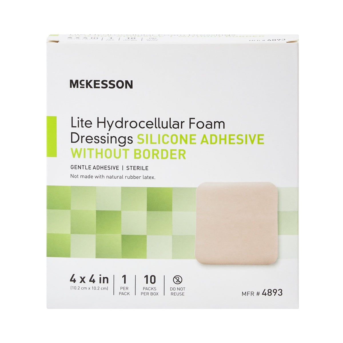 McKesson Lite Silicone Gel Adhesive without Border Thin Silicone Foam Dressing, 4 x 4 Inch-Thin Foam Dressing McKesson Lite 4 X 4 Inch Without Border Film Backing Silicone Gel Adhesive Square Sterile