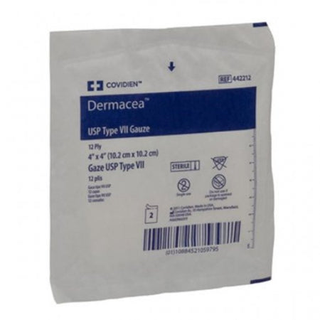 Dermacea Sterile USP Type VII Gauze Sponge, 4 x 4 Inch, 12-Ply-Gauze Sponge Dermacea 4 X 4 Inch 12-Ply Sterile 2 per Pack