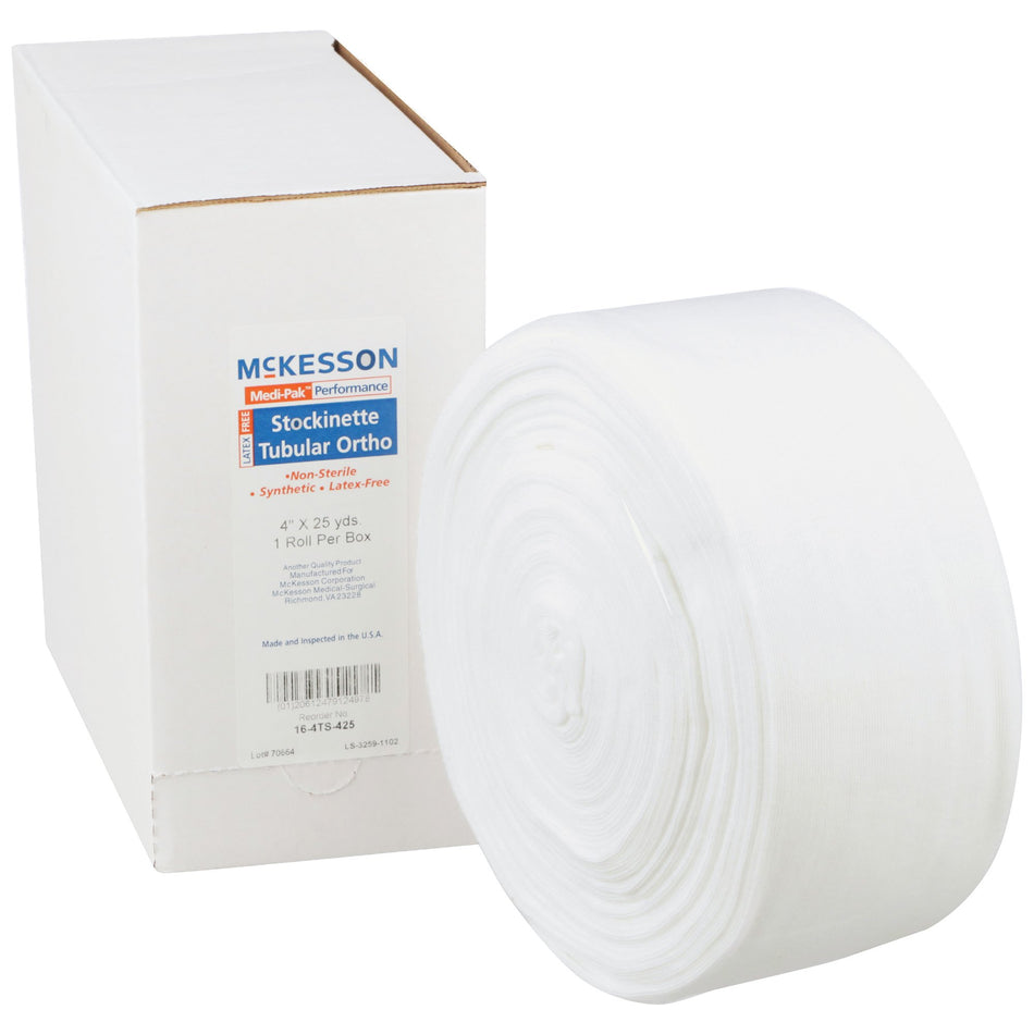 McKesson White Polyester Tubular Stockinette, 4 Inch x 25 Yard-Stockinette Tubular McKesson 4 Inch X 25 Yard Polyester NonSterile