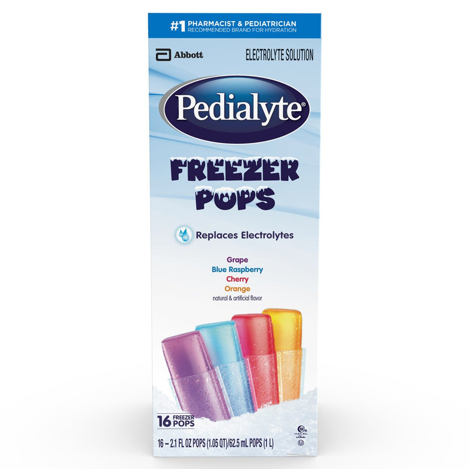 Pedialyte� Freezer Pop Electrolyte Solution, Assorted Flavors-Oral Electrolyte Solution Pedialyte� Freezer Pops Grape / Blue Raspberry / Cherry / Orange Flavor 2.1 oz. Electrolyte