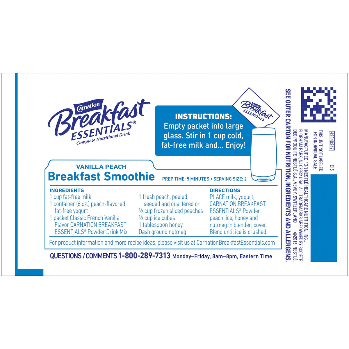Carnation Breakfast Essentials® Vanilla Nutritional Drink - Nutritionals and Feeding Supplies>Nutritionals>Oral Supplement...