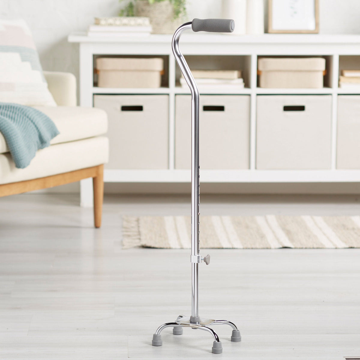 McKesson Offset Quad Cane, Chrome - Ambulatory Equipment>Mobility>Canes - McKesson Brand