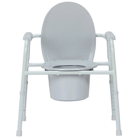 McKesson Commode Chair, Nonfolding-3-in-1 Commode Chair McKesson Fixed Arms Steel Frame Back Bar 13-3/4 Inch Seat Width 350 lbs. Weight Capacity
