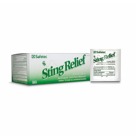 Safetec Ethyl Alcohol / Lidocaine Sting and Bite Relief-Sting and Bite Relief Safetec Towelette Individual Packet