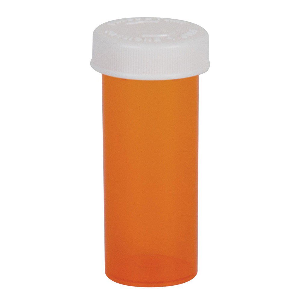 Ezy Dose Push & Turn Amber Prescription Vial, 30 Dram Capacity-Prescription Vial Ezydose Push & Turn 30 DRAM Amber