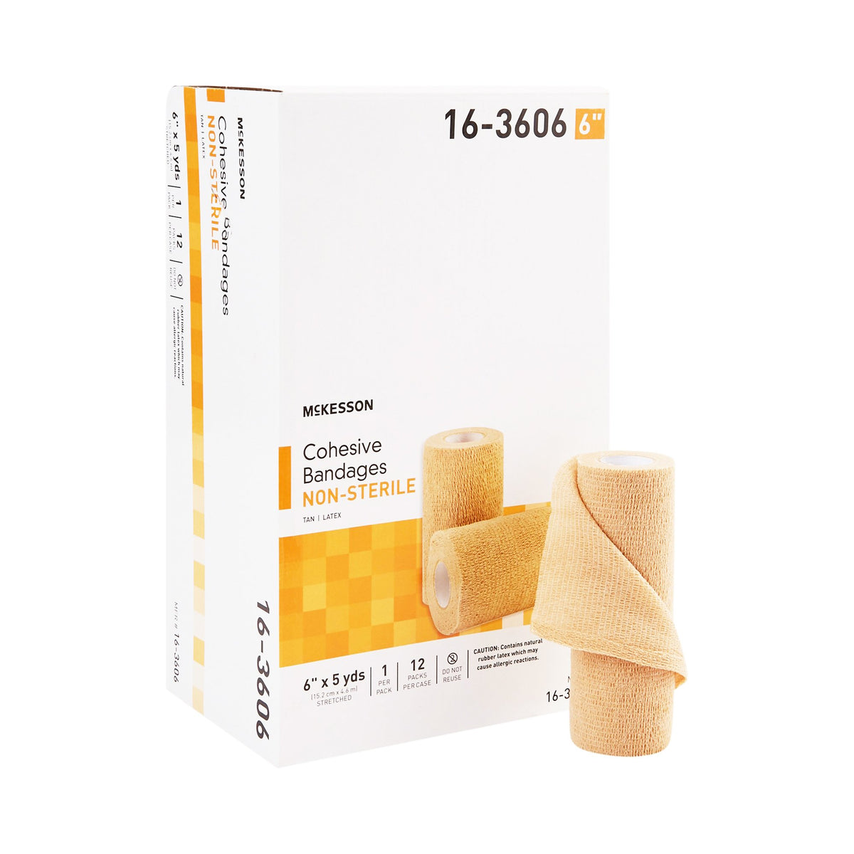 McKesson Self-adherent Closure Cohesive Bandage, 6 Inch x 5 Yard-Cohesive Bandage McKesson 6 Inch X 5 Yard Self-adherent Closure Tan NonSterile Standard Compression
