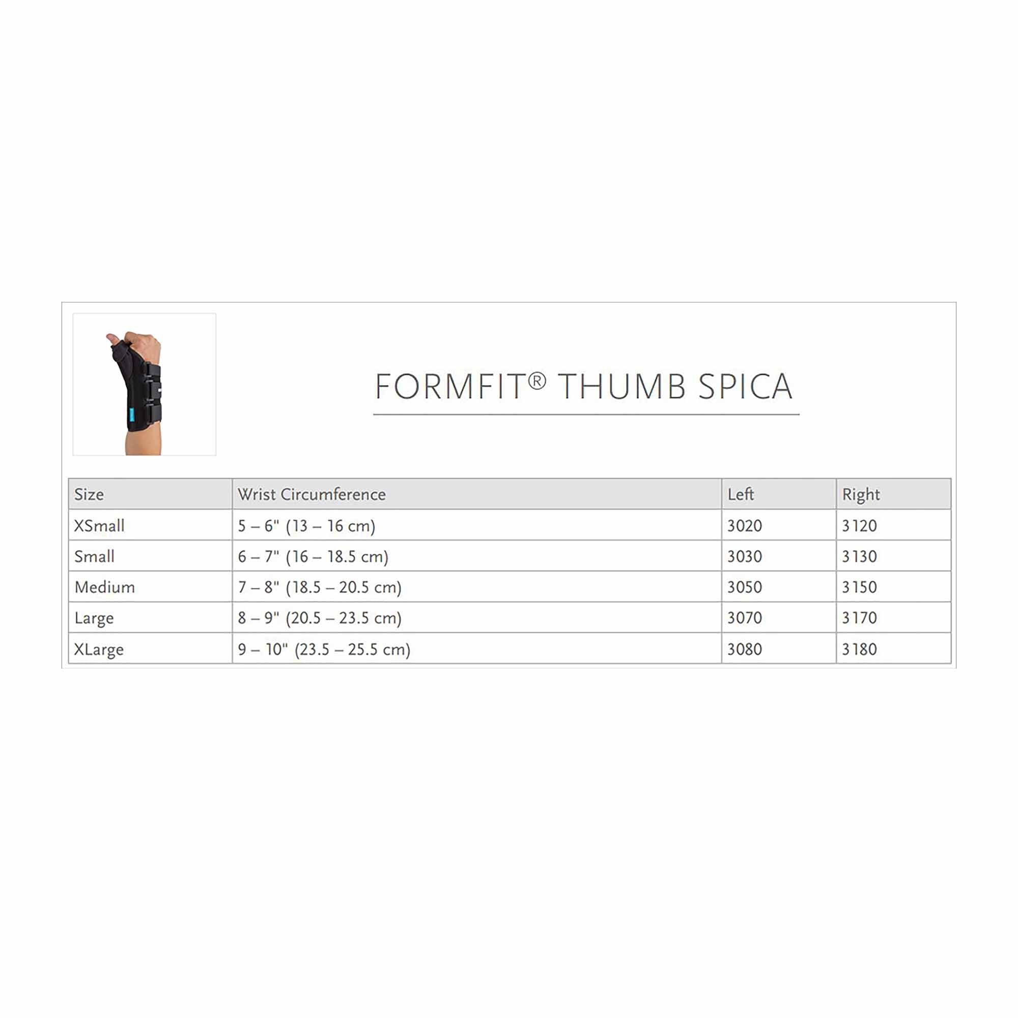 Ossur Formfit® Left Wrist Brace with Thumb Spica, Small