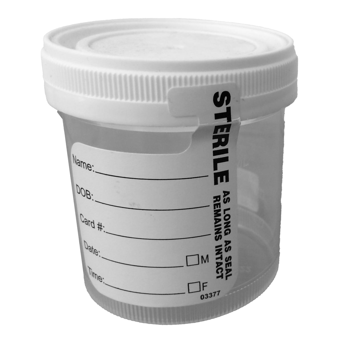 Starplex Specimen Container with Temperature Strip, 90 mL-Specimen Container with Temperature Strip Starplex 53 mm Opening 90 mL (3 oz.) Screw Cap Patient Information Sterile
