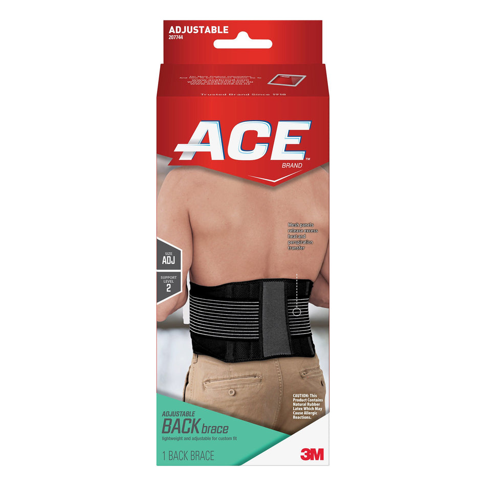 3M Ace Back Brace, Adult, One Size Fits Most-Back Support Ace One Size Fits Most Hook and Loop Closure Up to 48 Inch Waist Circumference Adult