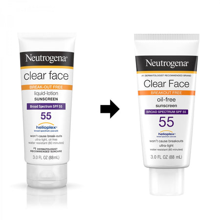 Neutrogena Clear Face Oil Free Sunscreen, 3 oz.-Sunscreen Neutrogena Clear Face SPF 50 Lotion 3 oz. Tube