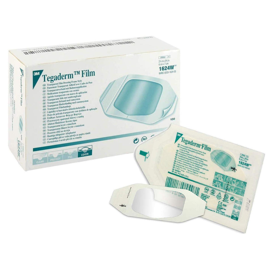3M� Tegaderm� Transparent Sterile Film Dressing, 2-3/8 x 2� Inch-Transparent Film Dressing 3M� Tegaderm� 2-3/8 X 2-3/4 Inch Frame Style Delivery Rectangle Sterile