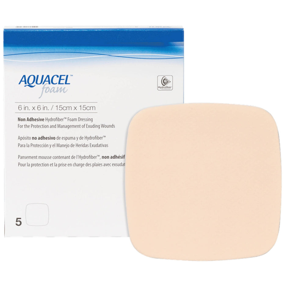Aquacel� Nonadhesive without Border Foam Dressing, 6 x 6 Inch-Foam Dressing Aquacel� 6 X 6 Inch Without Border Waterproof Film Backing Nonadhesive Square Sterile