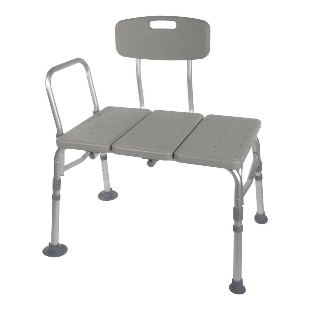 McKesson Aluminum Transfer Bench with Reversible Back-McKesson Knocked Down Bath Transfer Bench Removable Arm Rail 17-1/2 to 22-1/2 Inch Seat Height 400 lbs. Weight Capacity
