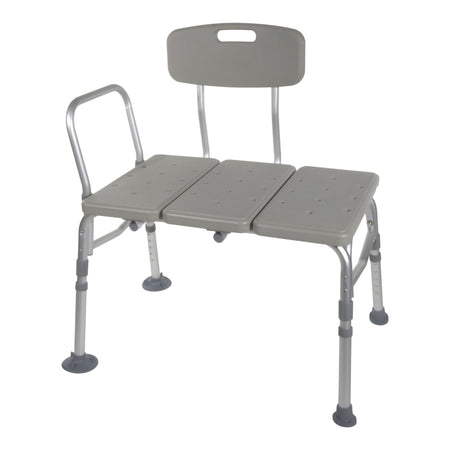 McKesson Aluminum Transfer Bench with Reversible Back-McKesson Knocked Down Bath Transfer Bench Removable Arm Rail 17-1/2 to 22-1/2 Inch Seat Height 400 lbs. Weight Capacity