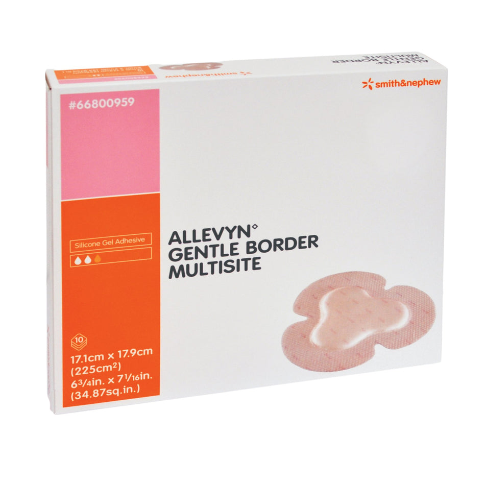 Allevyn Gentle Border Silicone Gel Adhesive with Border Silicone Foam Dressing, 6� x 7-5/8 Inch-Foam Dressing Allevyn Gentle Border 6-3/4 X 7-5/8 Inch With Border Film Backing Silicone Gel Adhesive Multisite Sterile