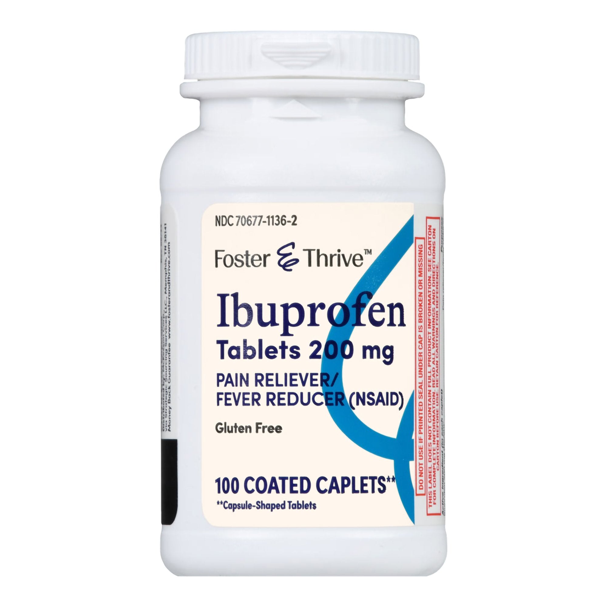 Foster & Thrive Ibuprofen 200 mg Coated Tablets-Pain Relief Foster & Thrive 200 mg Strength Ibuprofen Caplets 100 per Bottle