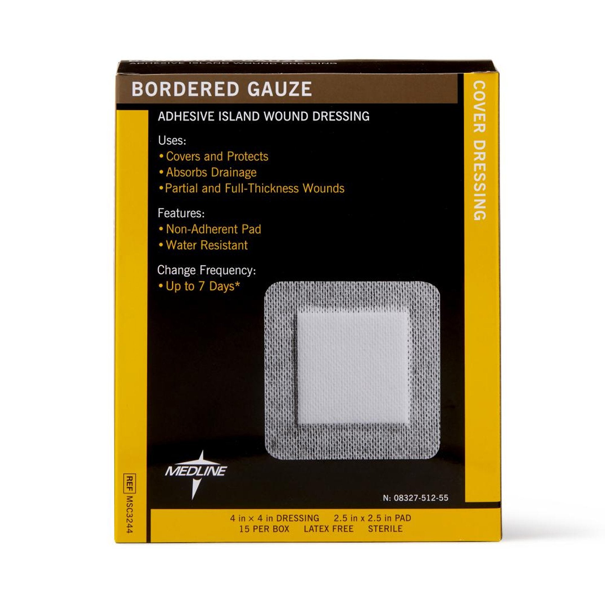 Medline Island Dressing, 4 x 4 Inch-Island Dressing Medline 4 X 4 Inch Square Sterile Water Resistant Nonwoven Backing