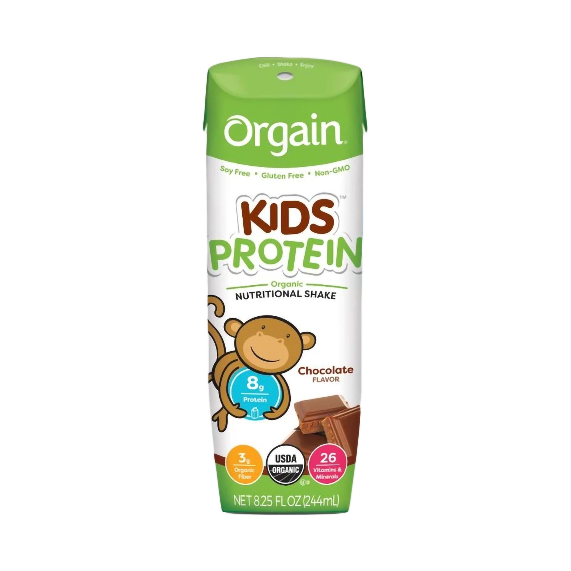 Orgain Kids Protein Organic Nutritional Shake, Chocolate, 8.25-ounce carton-Pediatric Oral Supplement Orgain Kids Protein Organic Nutritional Shake Chocolate Flavor 8.25 oz. Carton Liquid Organic