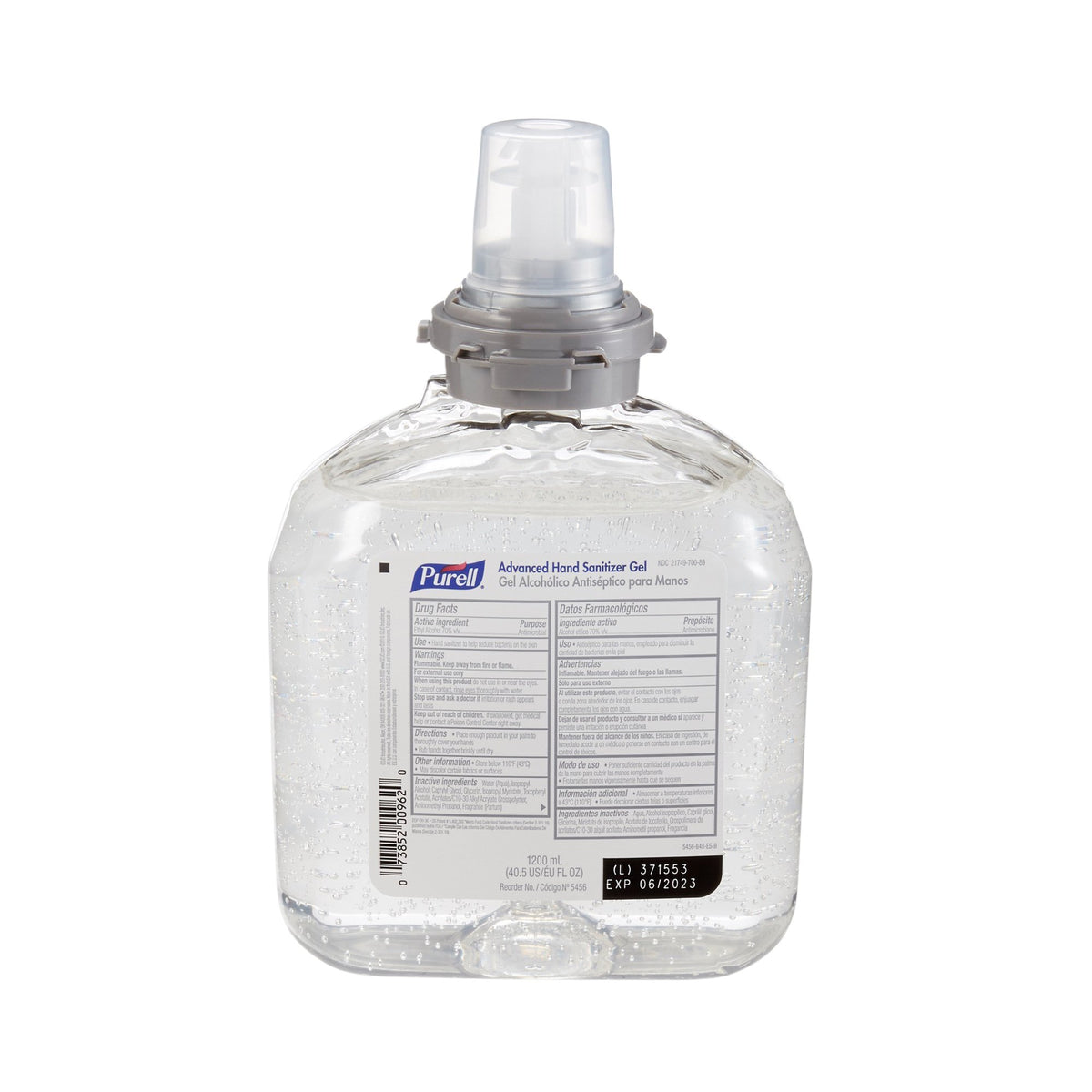 Purell Advanced Hand Sanitizer, Ethyl Alcohol, Refill Bottle-"Hand Sanitizer Purell Advanced 1,200 mL Ethyl Alcohol Gel Dispenser Refill Bottle"