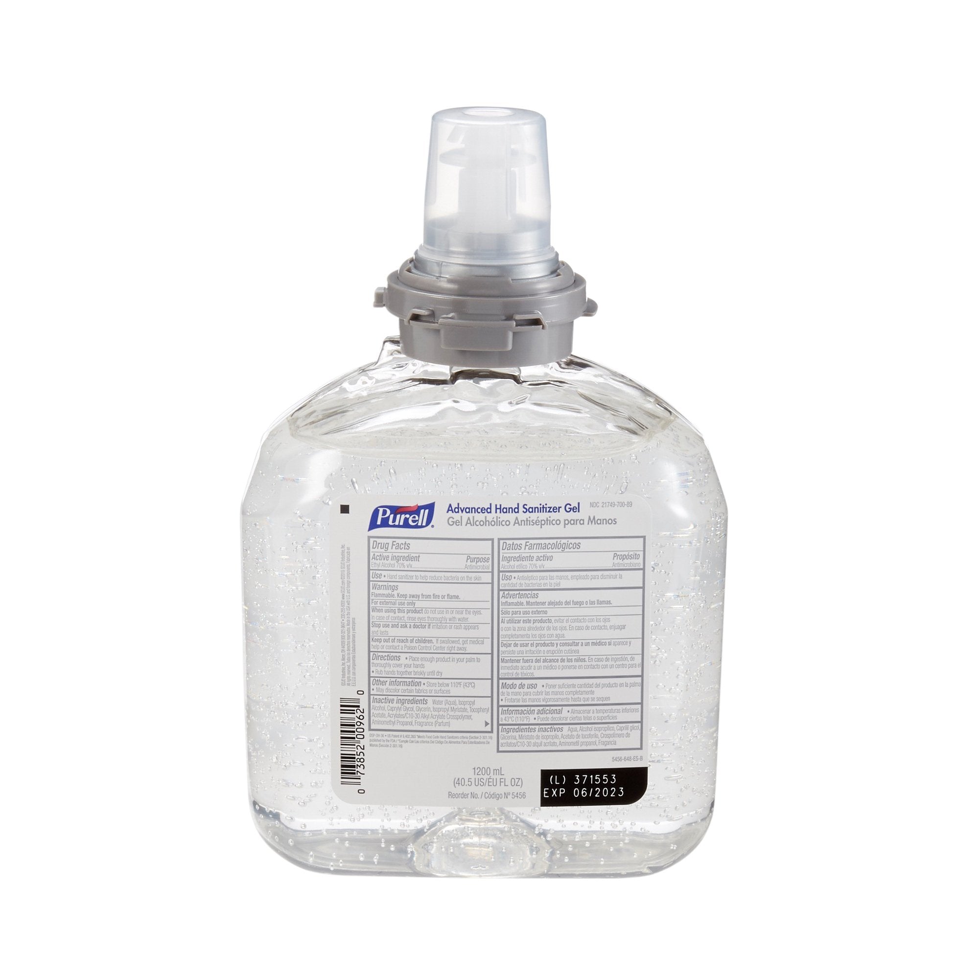 Purell Advanced Hand Sanitizer, Ethyl Alcohol, Refill Bottle-"Hand Sanitizer Purell Advanced 1,200 mL Ethyl Alcohol Gel Dispenser Refill Bottle"