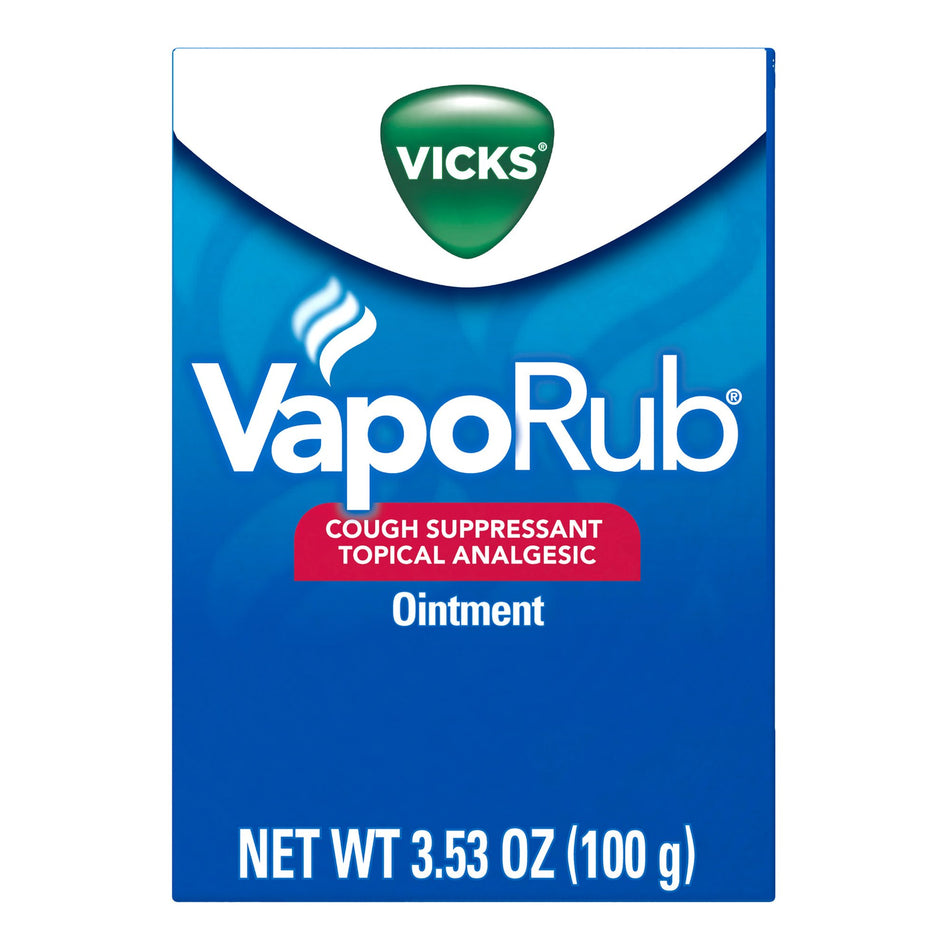 Vicks VapoRub Cough Suppressant Topical Analgesic Ointment-Chest Rub Vicks VapoRub 4.8% - 1.2% - 2.6% Strength Ointment 3.53 oz.