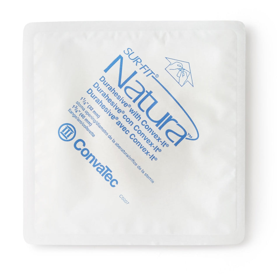 Sur-Fit Natura� Colostomy Barrier With 1� Inch Stoma Opening-"Ostomy Barrier Sur-Fit Natura� Precut, Extended Wear Durahesive� Adhesive 45 mm Flange Sur-Fit Natura� System Hydrocolloid 1-1/4 Inch Opening 4-1/2 X 4-1/2 Inch"