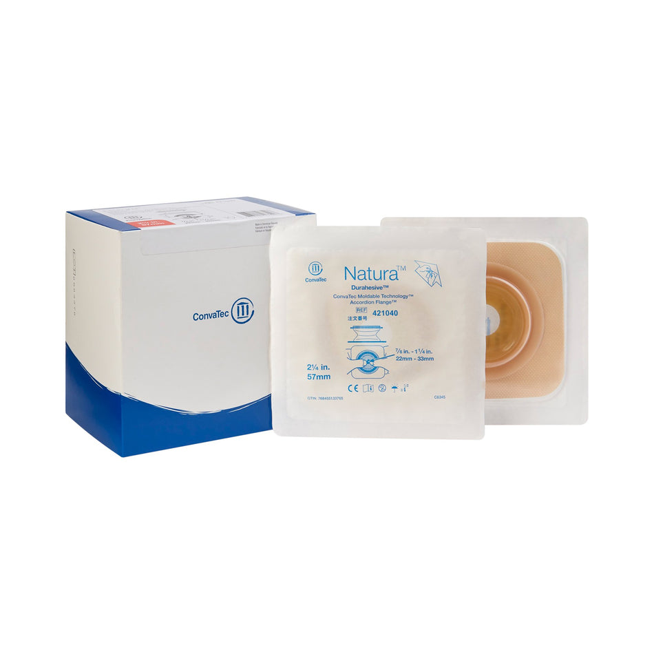 Natura Skin Barrier, 2-1/4 Inch Flange-Ostomy Barrier Natura Moldable Durahesive Adhesive 57 mm Flange Sur-Fit Natura System Hydrocolloid Tape Collar 7/8 to 1-1/4 Inch Opening